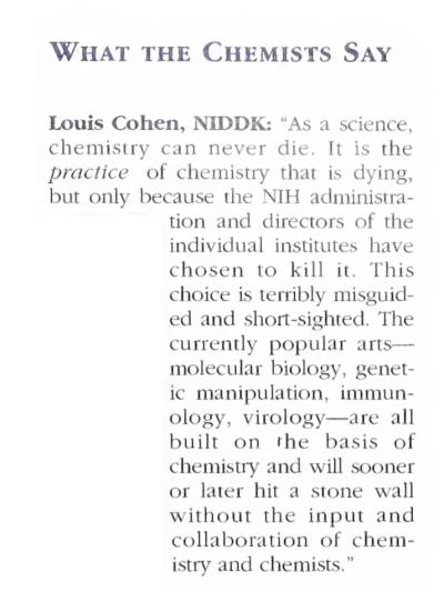 Louis Cohen's comments to the NIH Catalyst in 1996