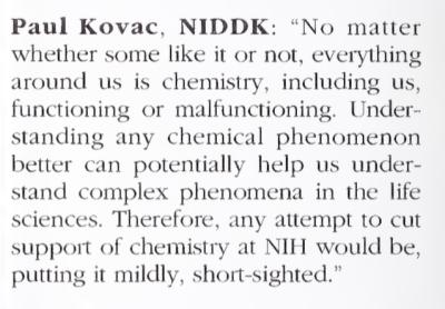 Paul Kovac's comments to the NIH Catalyst in 1996